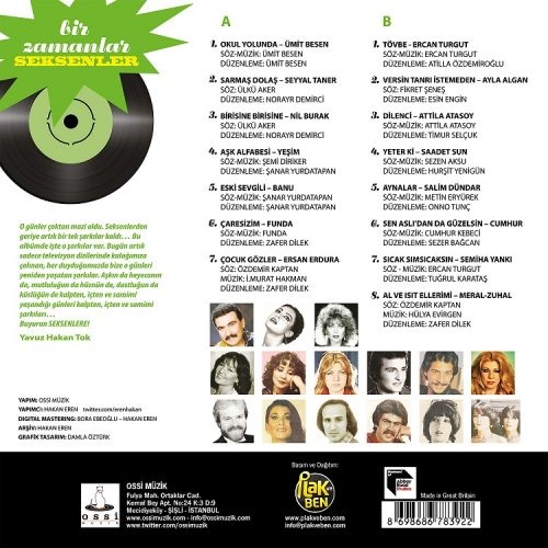 Satılık Plak Bir Zamanlar Seksenler Plak Arka