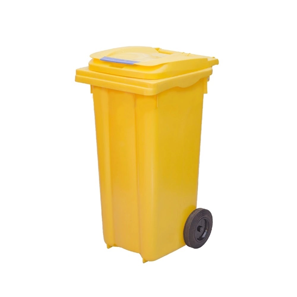 120 Litre Plastik Sarı Çöp Konteyneri