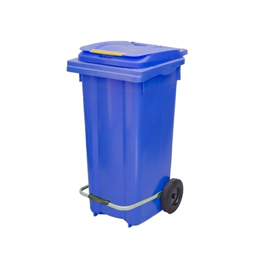 120 Litre Pedallı Mavi Plastik Çöp Konteyneri
